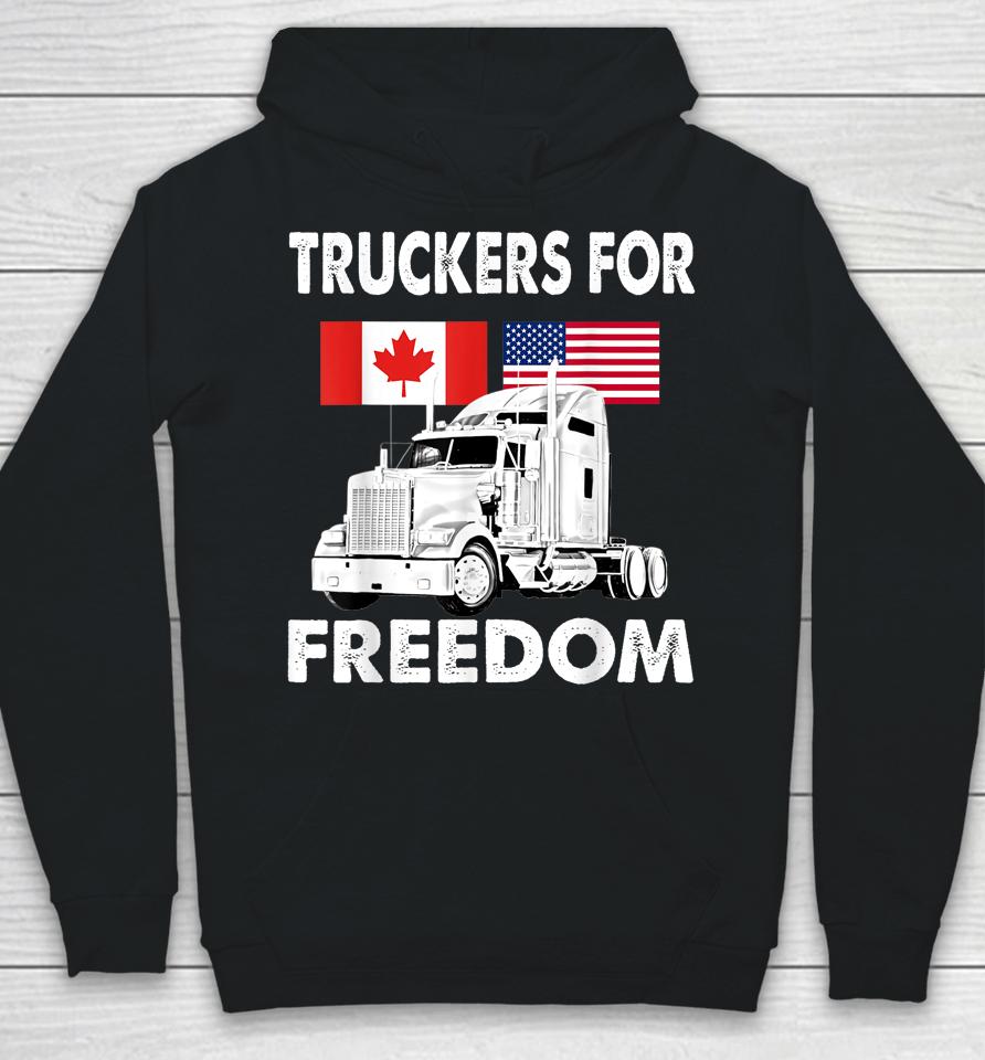 American Flag Canada Flag Freedom Convoy 2022 Truck Driver Hoodie