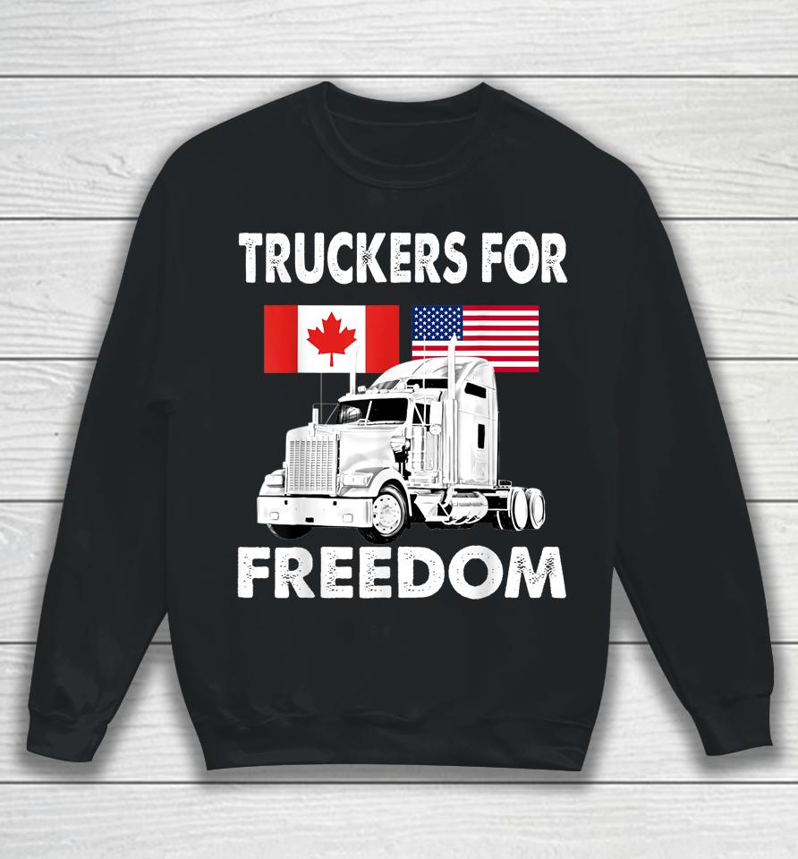 American Flag Canada Flag Freedom Convoy 2022 Truck Driver Sweatshirt