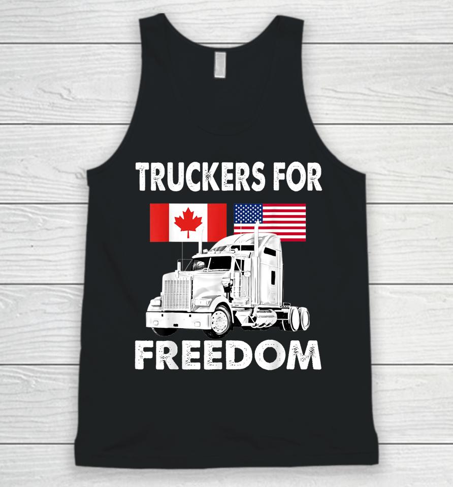 American Flag Canada Flag Freedom Convoy 2022 Truck Driver Unisex Tank Top