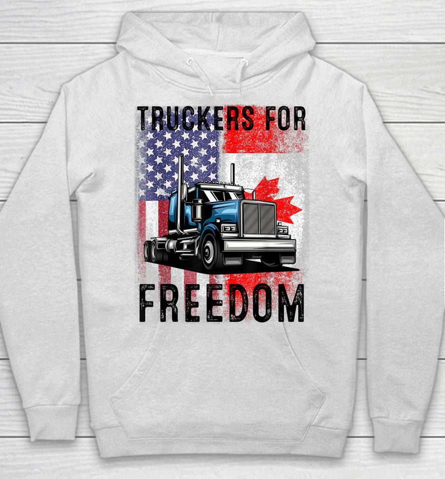 American Flag Canada Flag Freedom Convoy 2022 Trucker Driver Hoodie