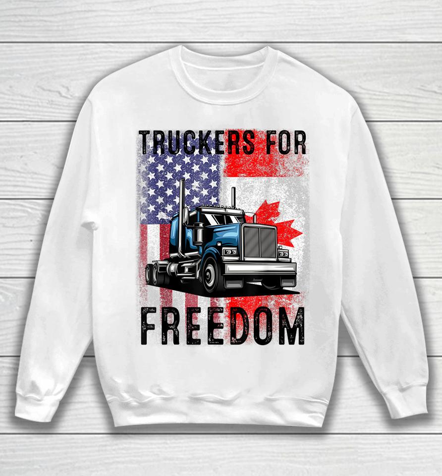 American Flag Canada Flag Freedom Convoy 2022 Trucker Driver Sweatshirt