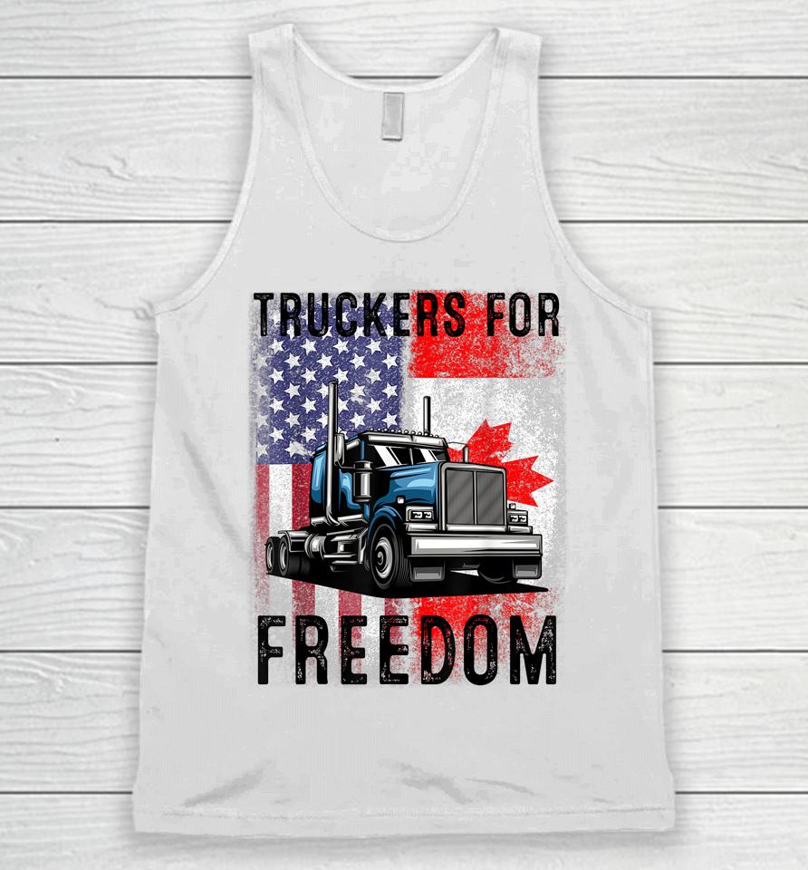 American Flag Canada Flag Freedom Convoy 2022 Trucker Driver Unisex Tank Top