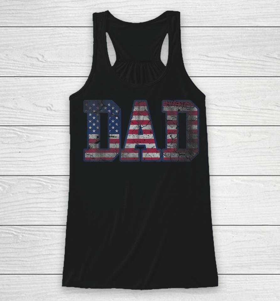 American Flag Dad Father's Day Racerback Tank