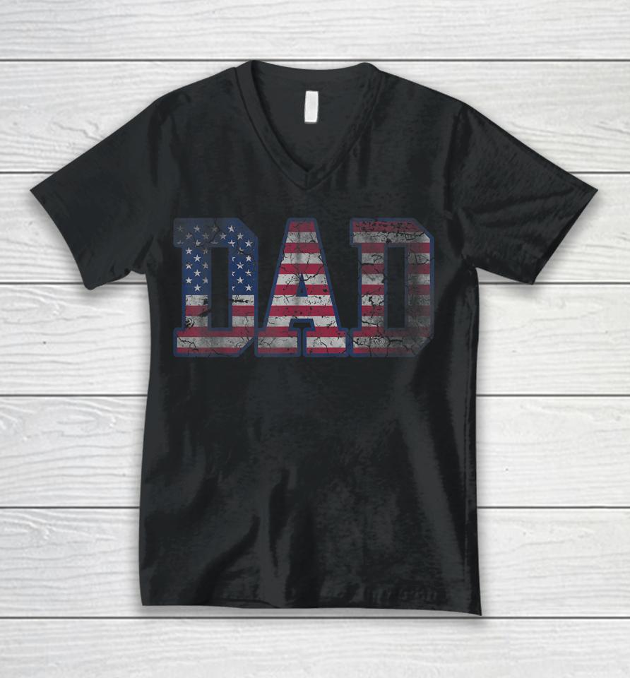 American Flag Dad Father's Day Unisex V-Neck T-Shirt