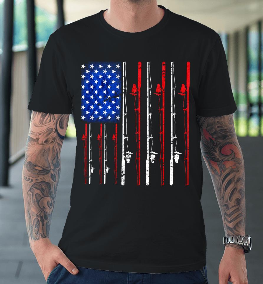 American Flag Fishing Rod Fishing Lover Premium T-Shirt