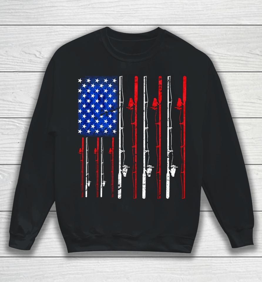 American Flag Fishing Rod Fishing Lover Sweatshirt