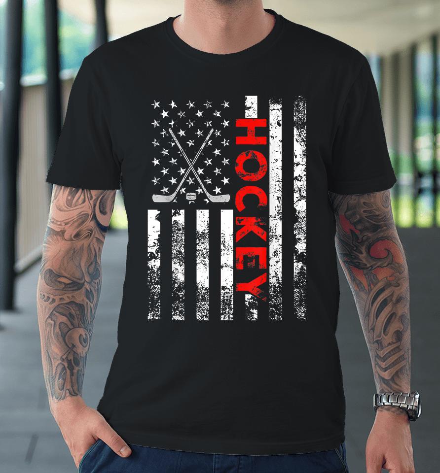 American Flag Hockey Premium T-Shirt