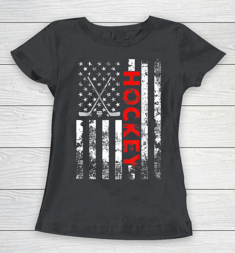 American Flag Hockey Women T-Shirt