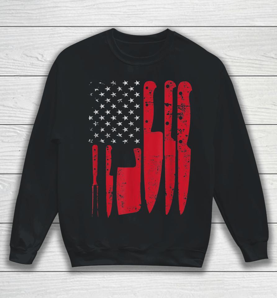 American Flag Kitchen Butcher Knife Set Sweatshirt