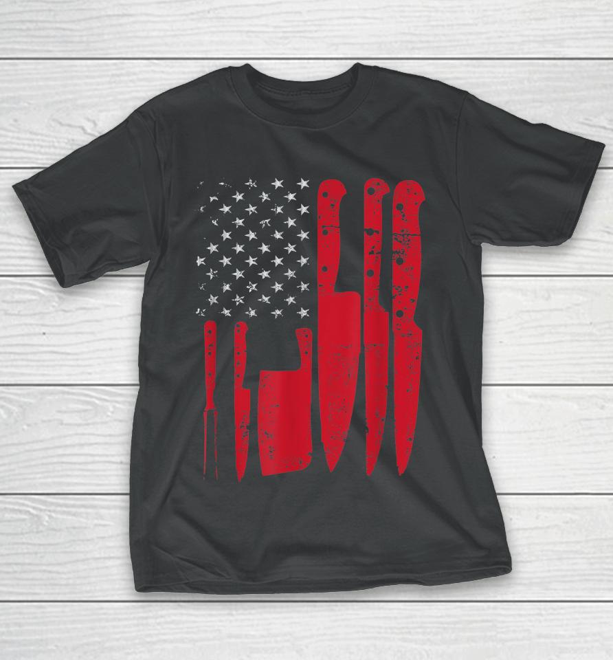 American Flag Kitchen Butcher Knife Set T-Shirt