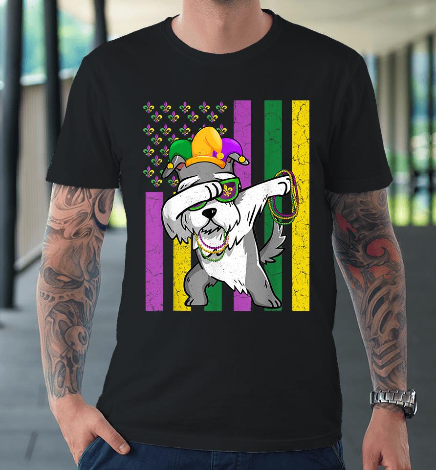 American Flag Mardi Gras Schnauzer Dog Premium T-Shirt