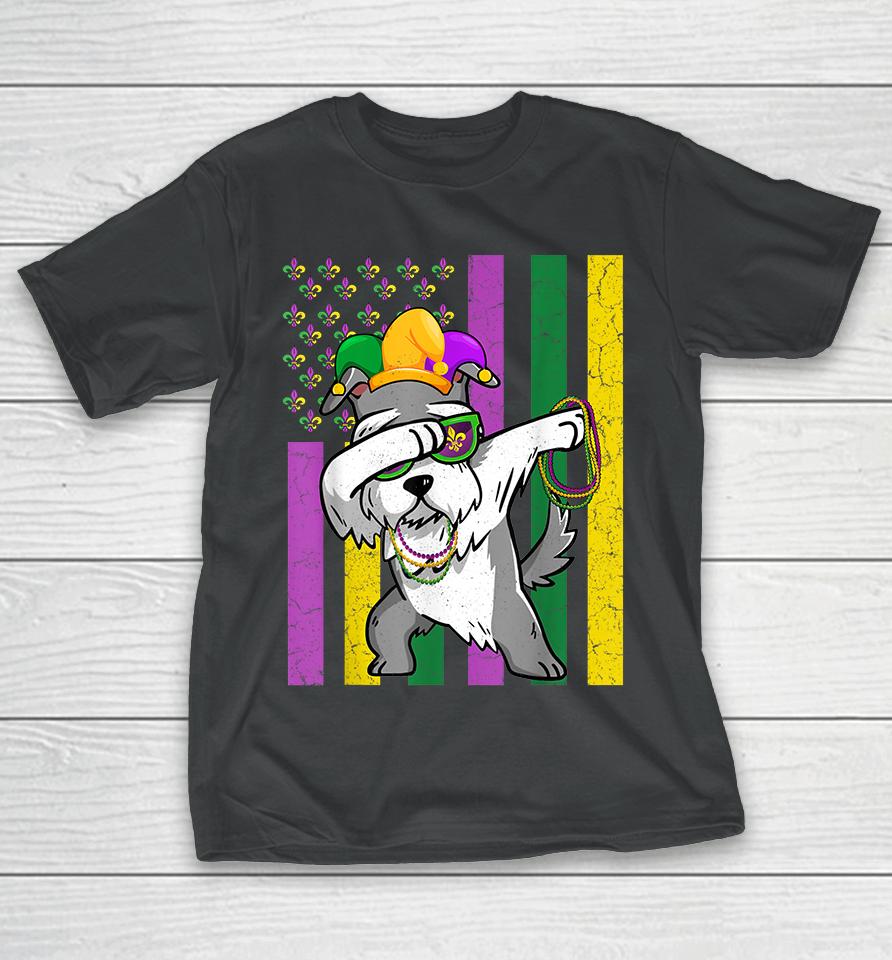 American Flag Mardi Gras Schnauzer Dog T-Shirt