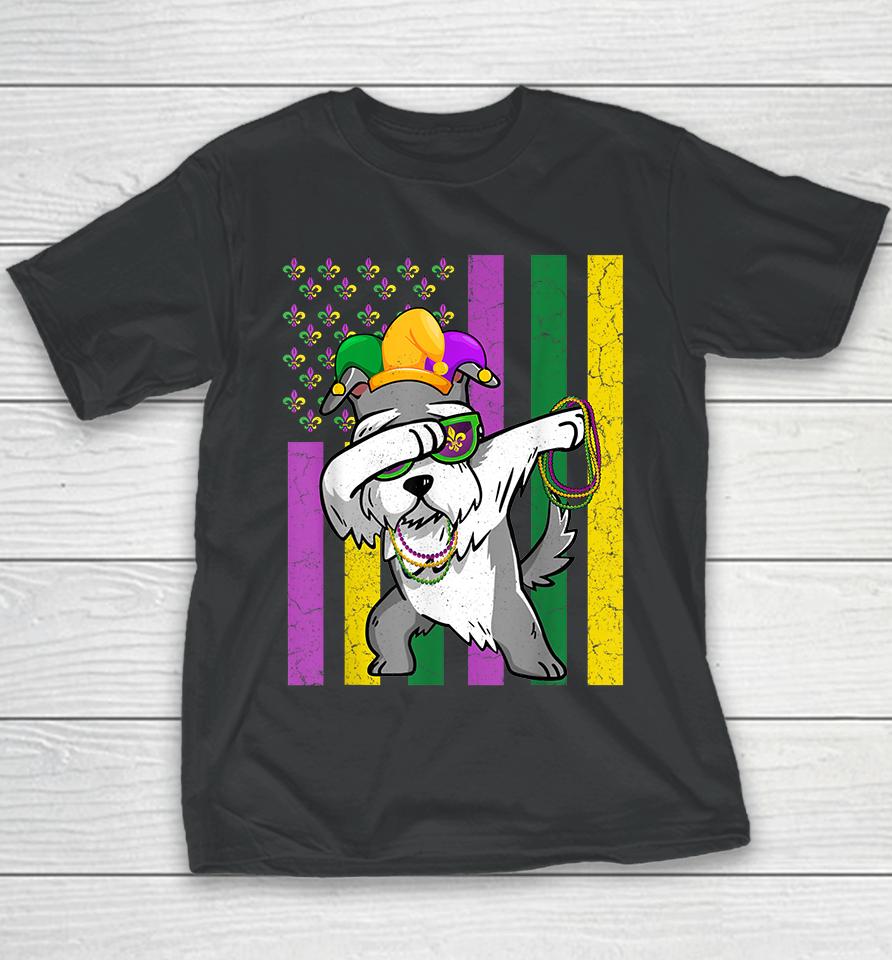 American Flag Mardi Gras Schnauzer Dog Youth T-Shirt