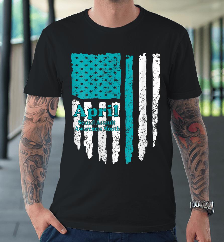 American Flag Sexual Assault Awareness Premium T-Shirt