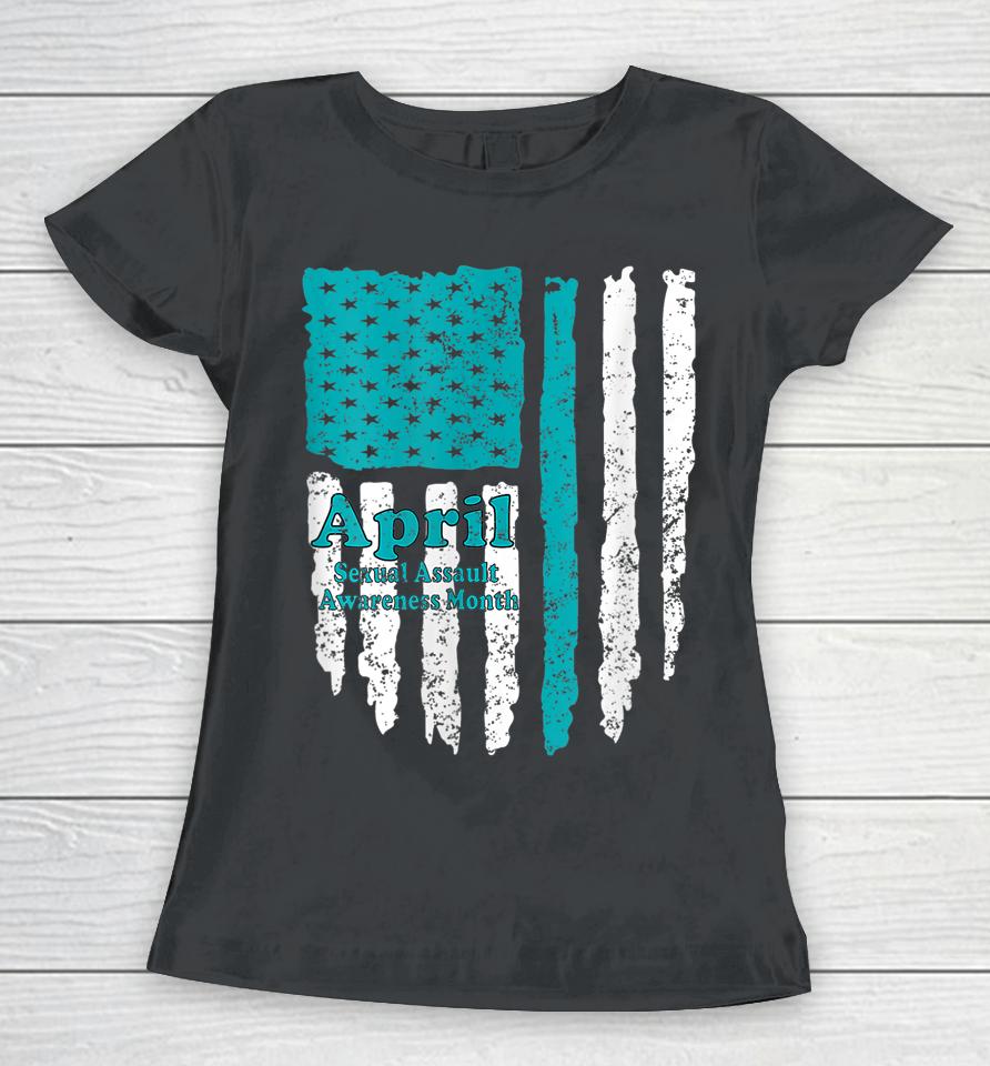American Flag Sexual Assault Awareness Women T-Shirt