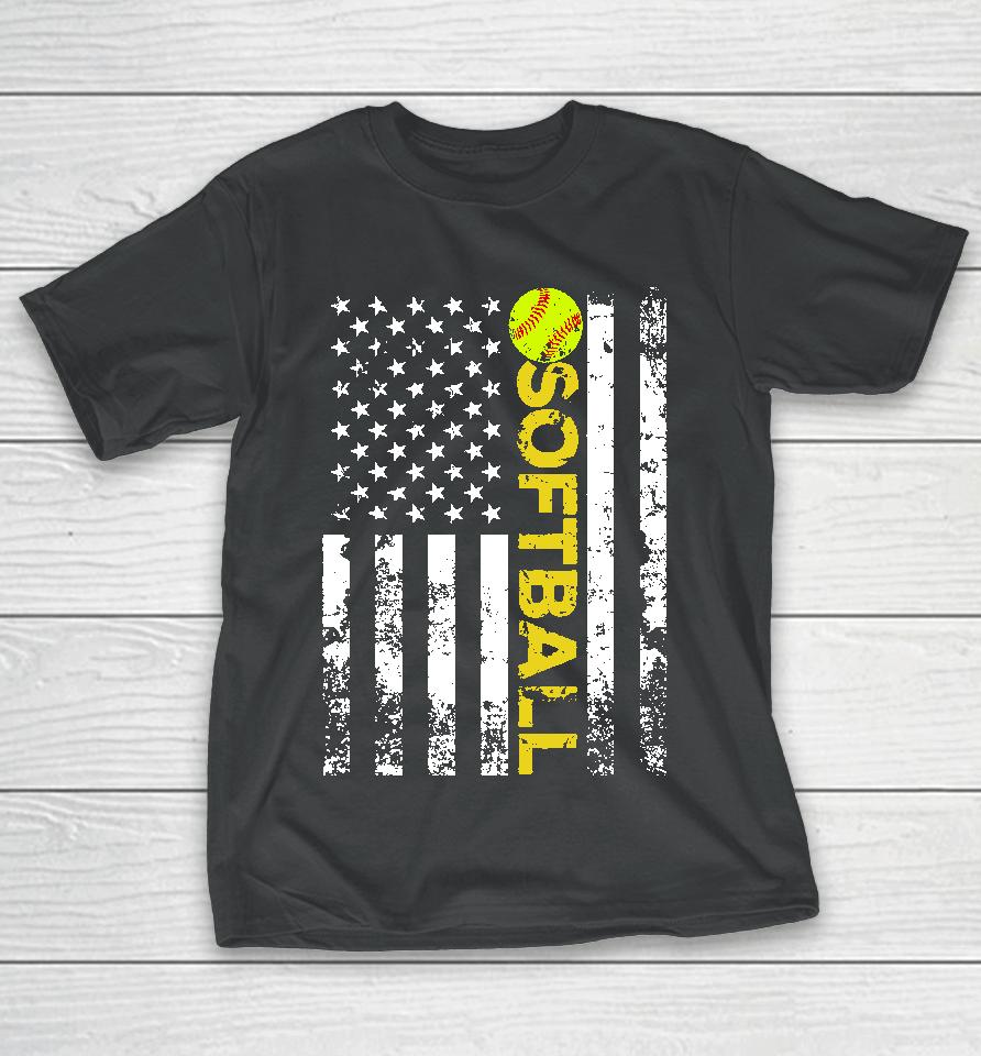 American Flag Softball Team Gift T-Shirt