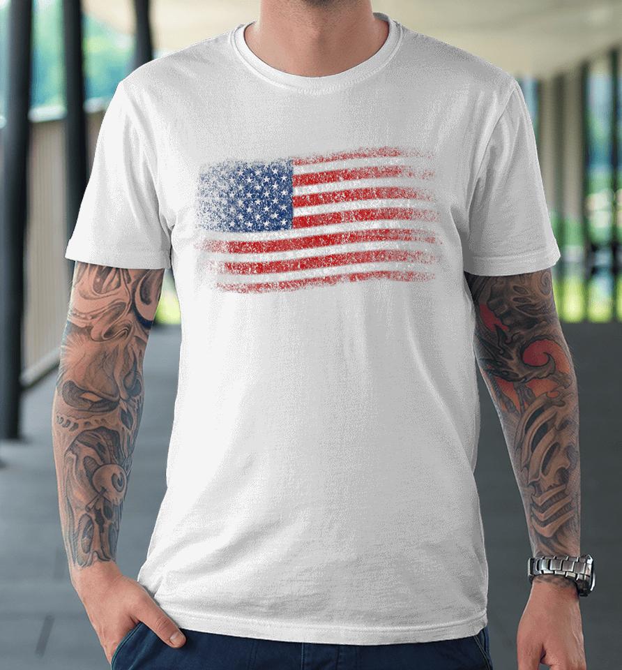 American Flag T-Shirt Men Women 4Th Of July Vintage Usa Flag Premium T-Shirt