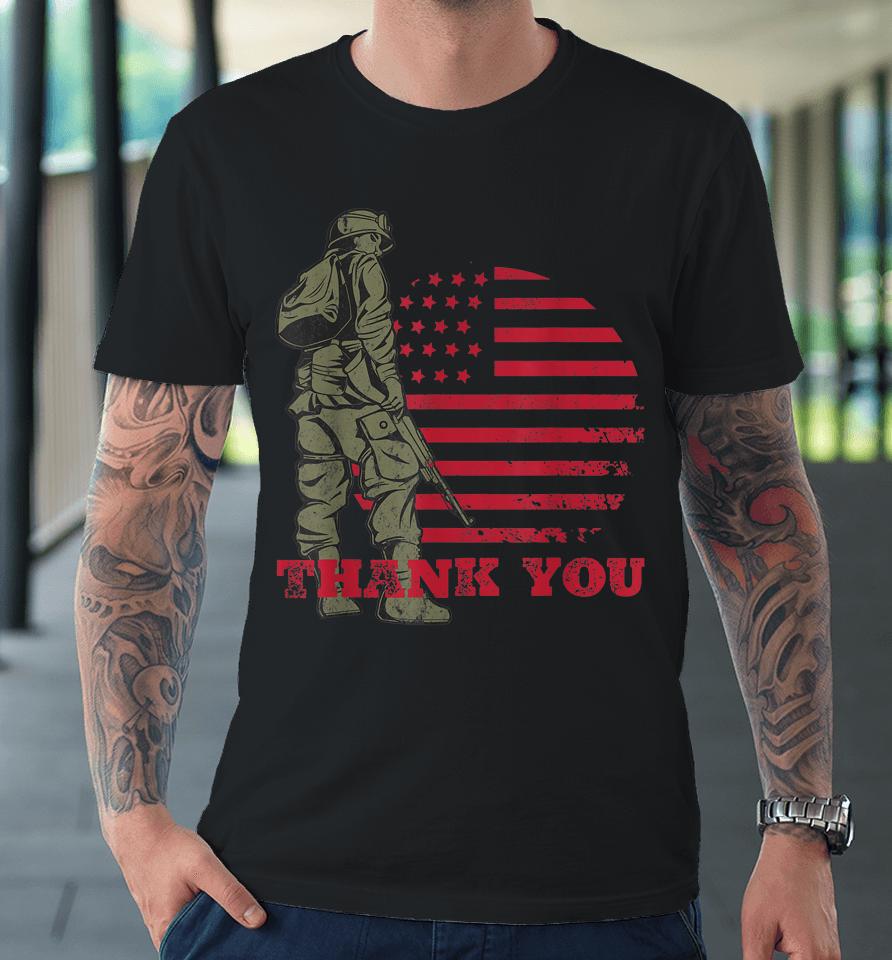 American Flag Thank You Veterans Proud Veteran Premium T-Shirt