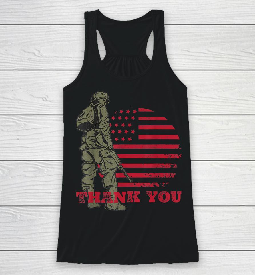 American Flag Thank You Veterans Proud Veteran Racerback Tank