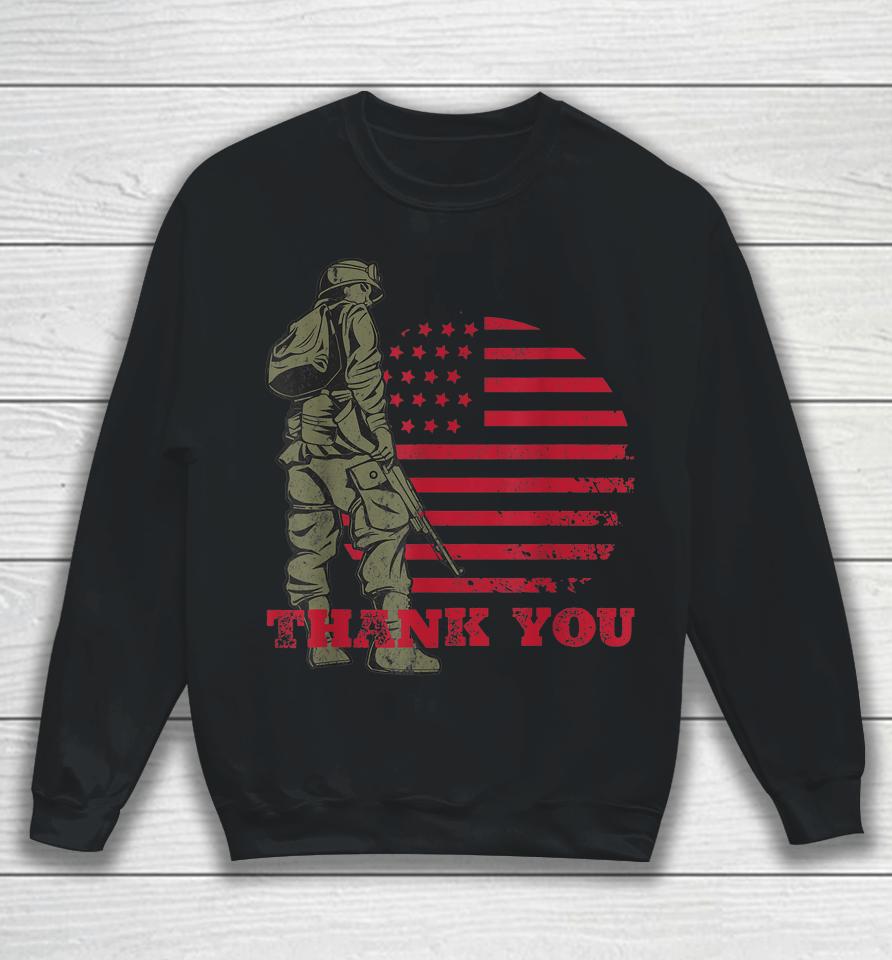 American Flag Thank You Veterans Proud Veteran Sweatshirt