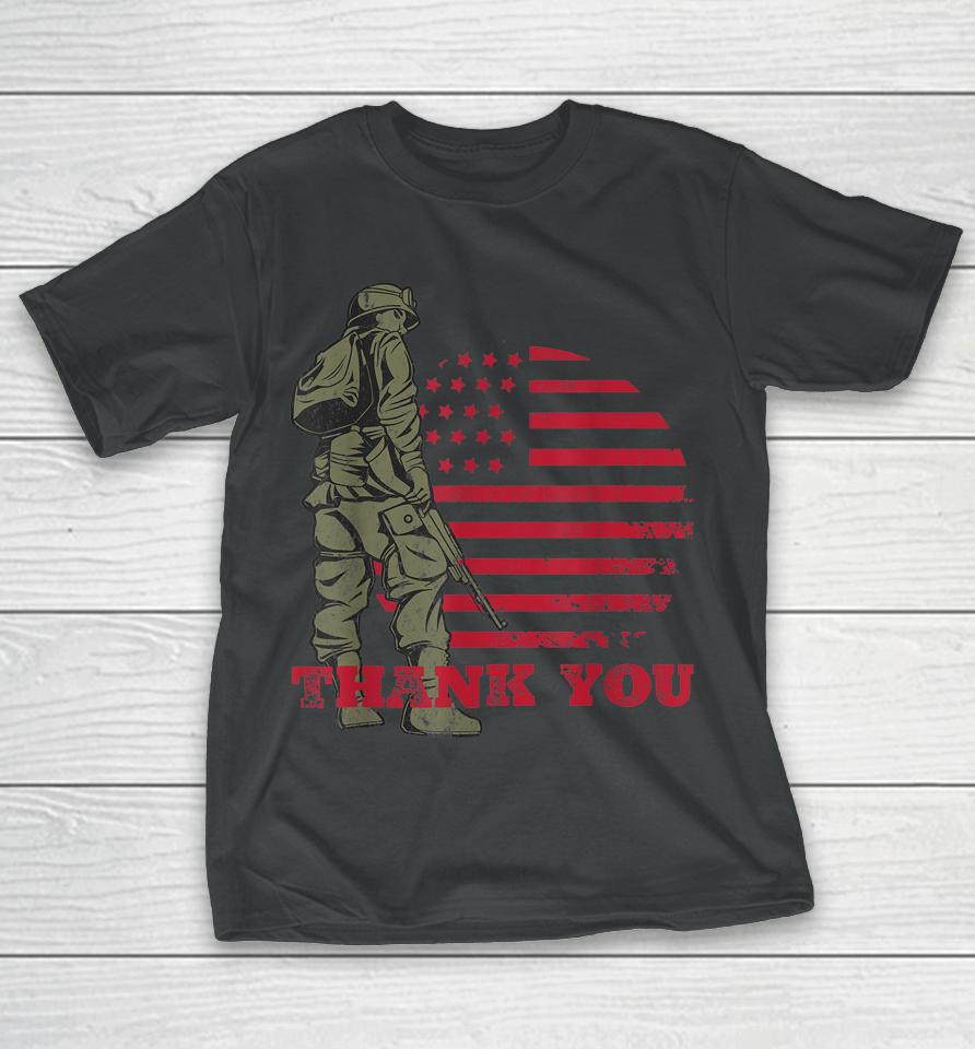 American Flag Thank You Veterans Proud Veteran T-Shirt