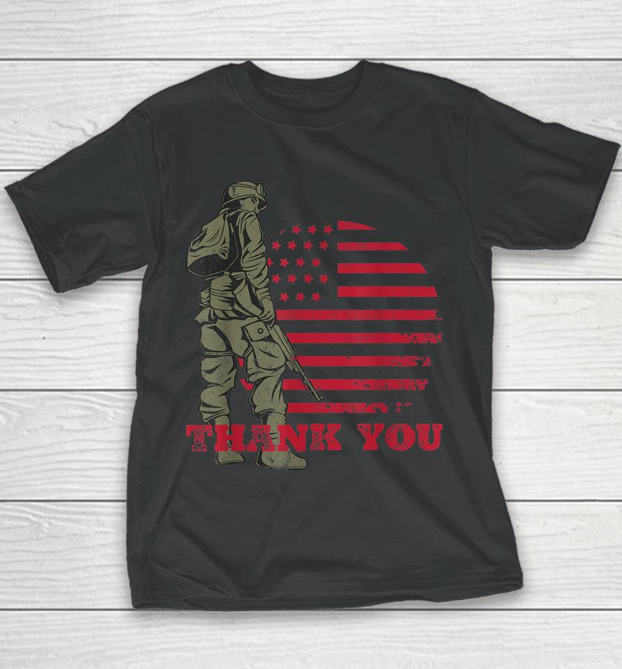 American Flag Thank You Veterans Proud Veteran Youth T-Shirt