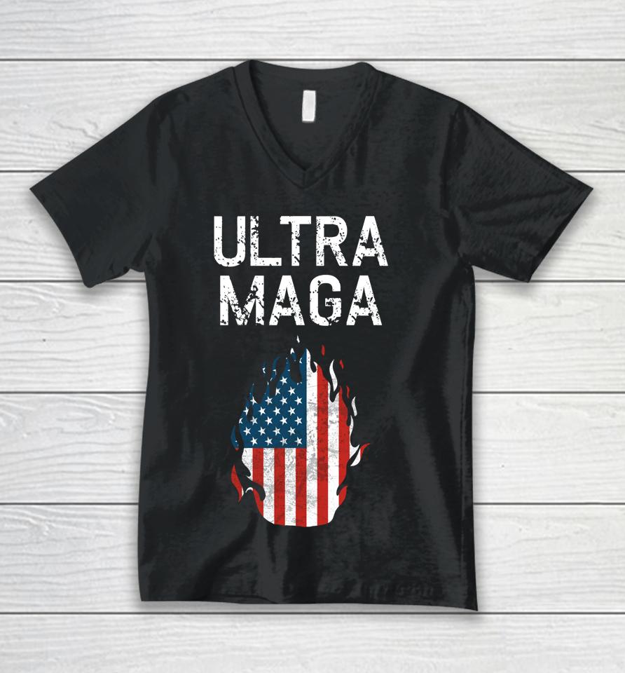 American Flag Vintage Ultra Maga Unisex V-Neck T-Shirt