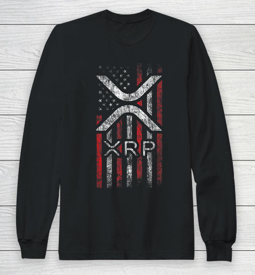 American Flag Xrp Cryptocurrency Long Sleeve T-Shirt