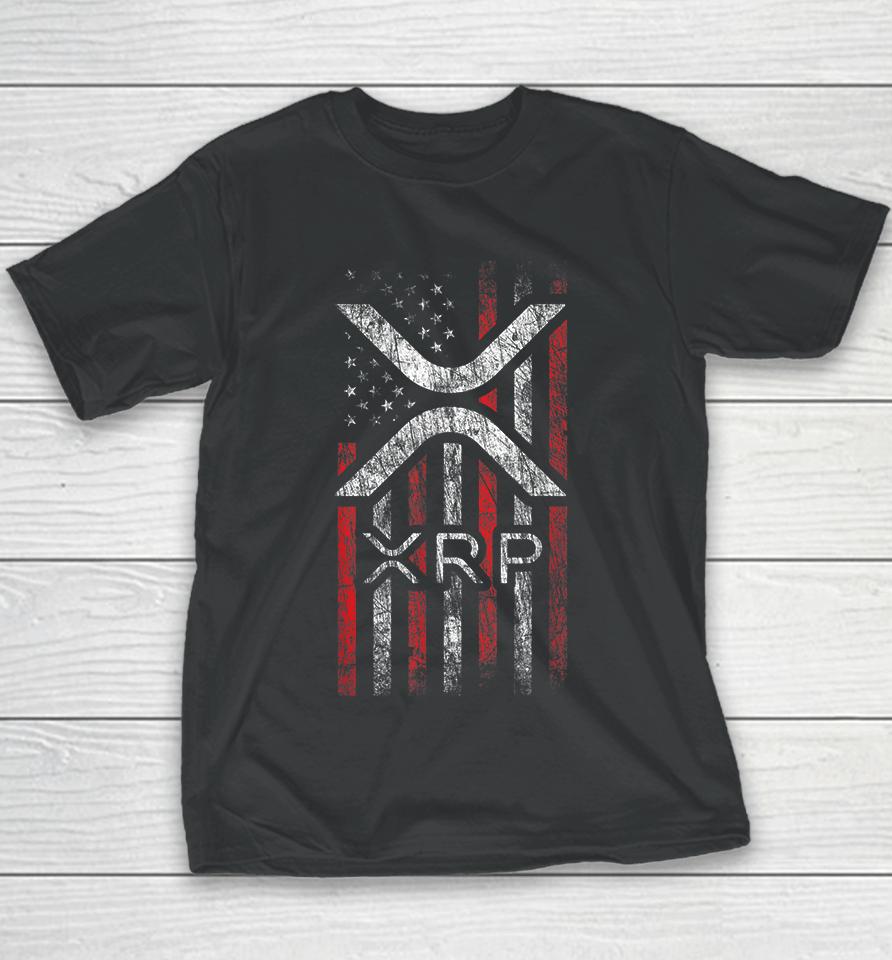 American Flag Xrp Cryptocurrency Youth T-Shirt