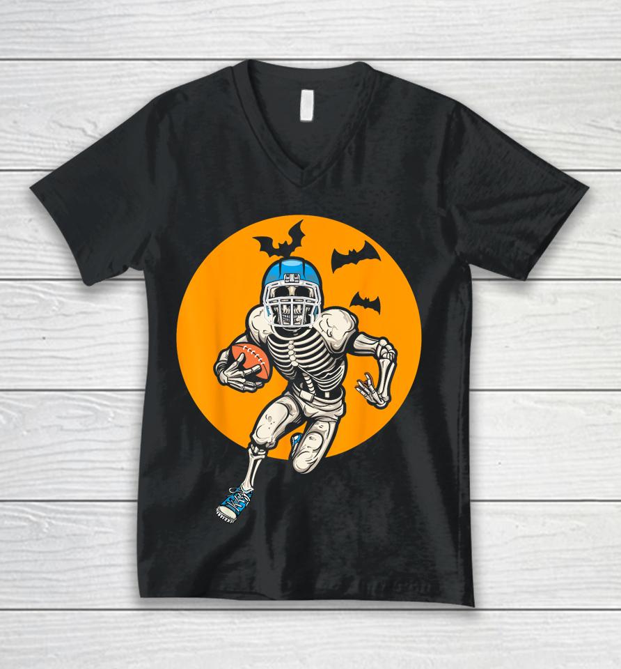 American Football Skeleton Halloween Unisex V-Neck T-Shirt