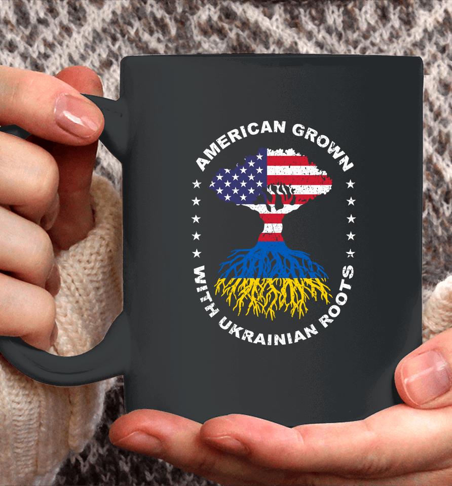 American Grown With Ukrainian Roots Ukraine American Flag Coffee Mug