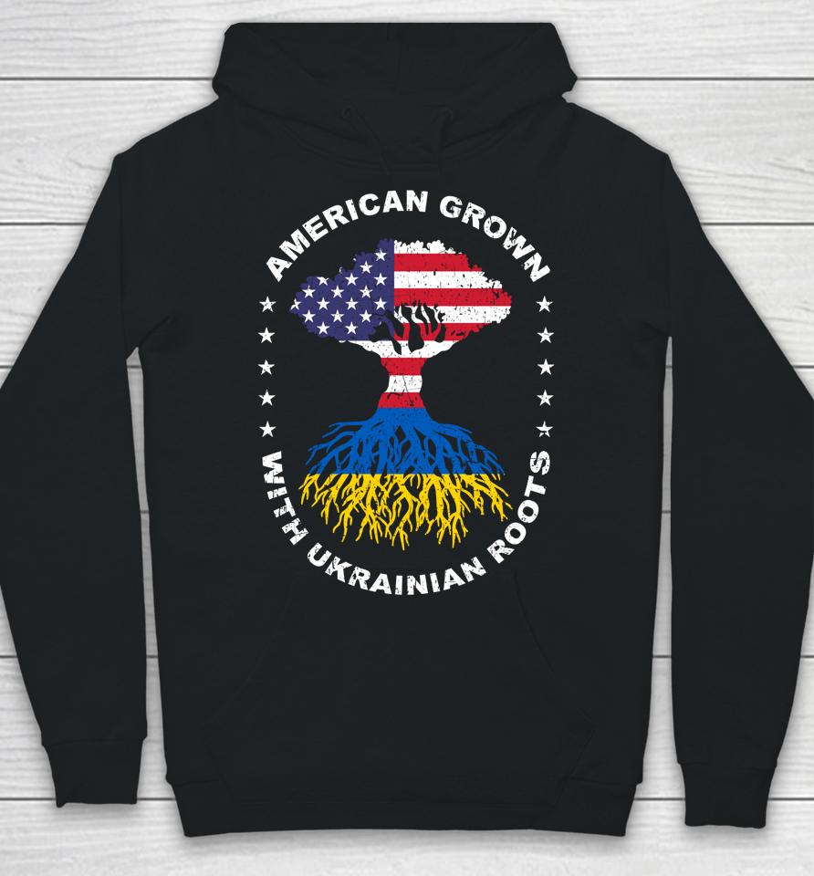American Grown With Ukrainian Roots Ukraine American Flag Hoodie
