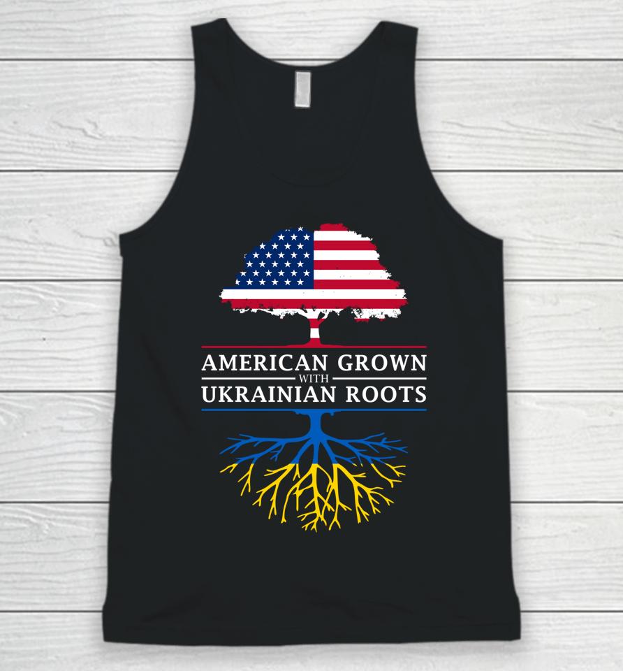 American Grown With Ukrainian Roots Ukraine Unisex Tank Top