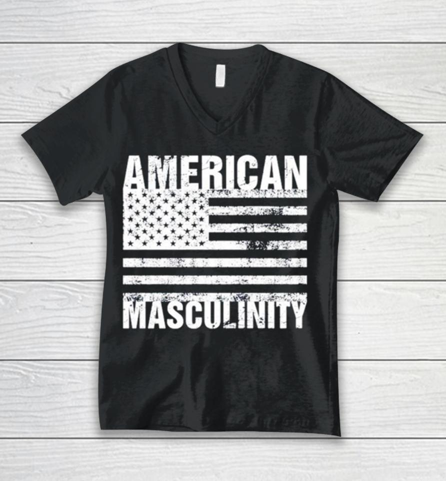American Masculinity Usa Flag Unisex V-Neck T-Shirt