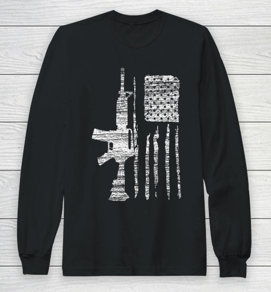 American Patriotic Usa Gun Flag Long Sleeve T-Shirt
