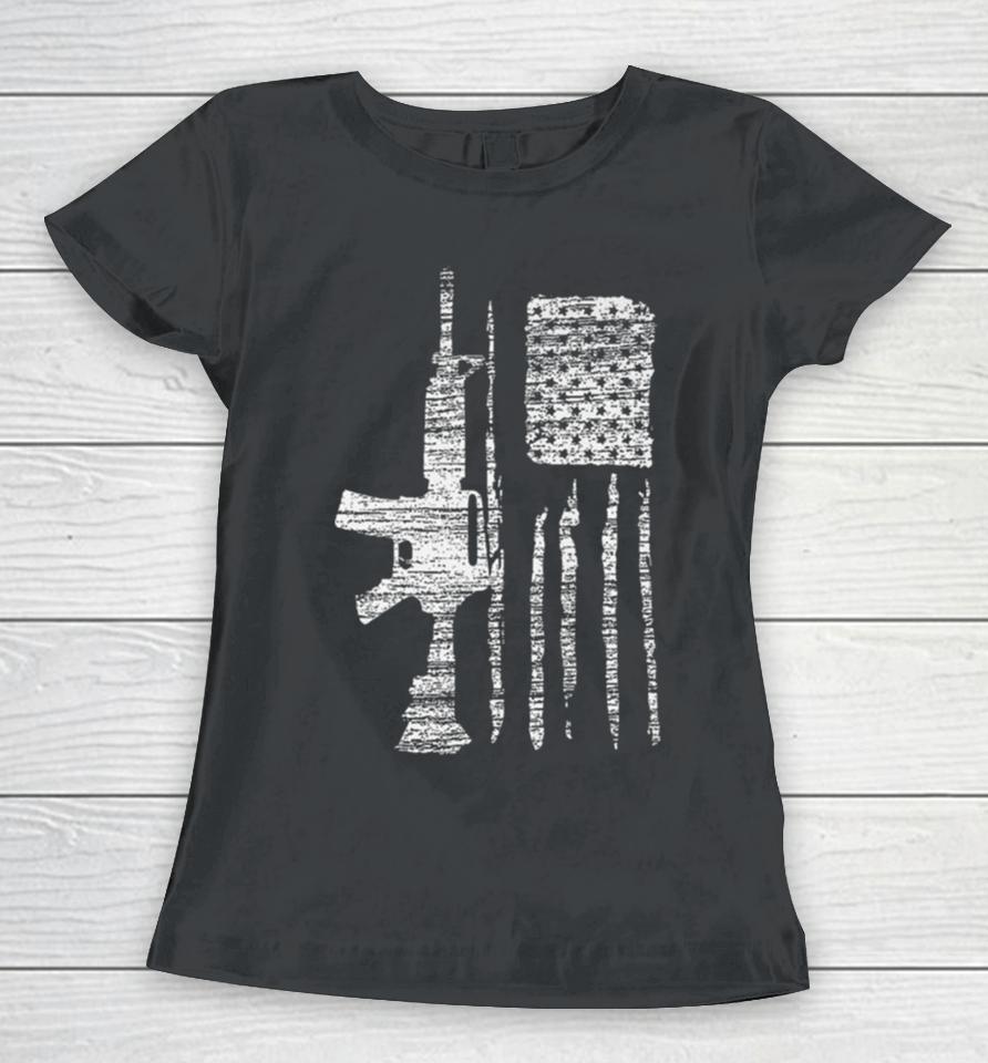 American Patriotic Usa Gun Flag Women T-Shirt