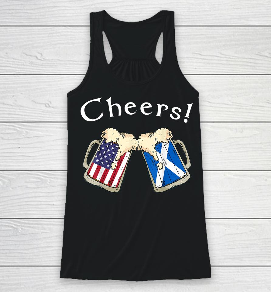 American Scottish Patriot Us Flag Beer Drinks Scotland Grown Racerback Tank