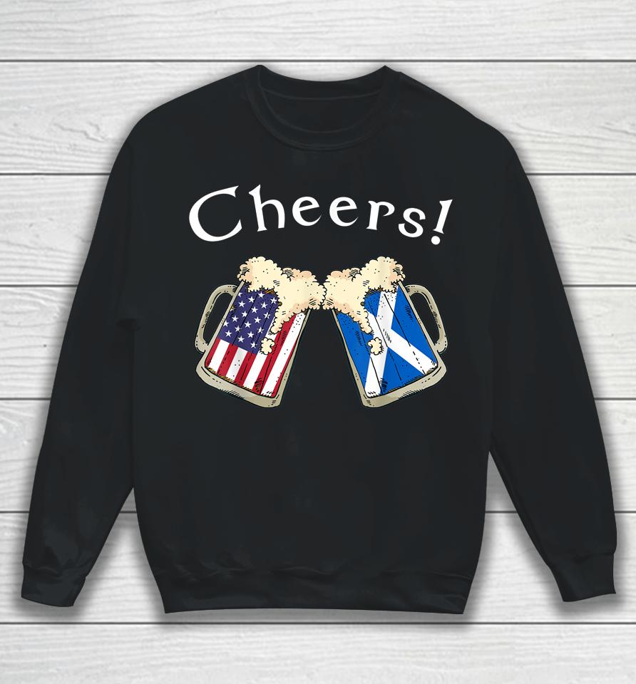 American Scottish Patriot Us Flag Beer Drinks Scotland Grown Sweatshirt