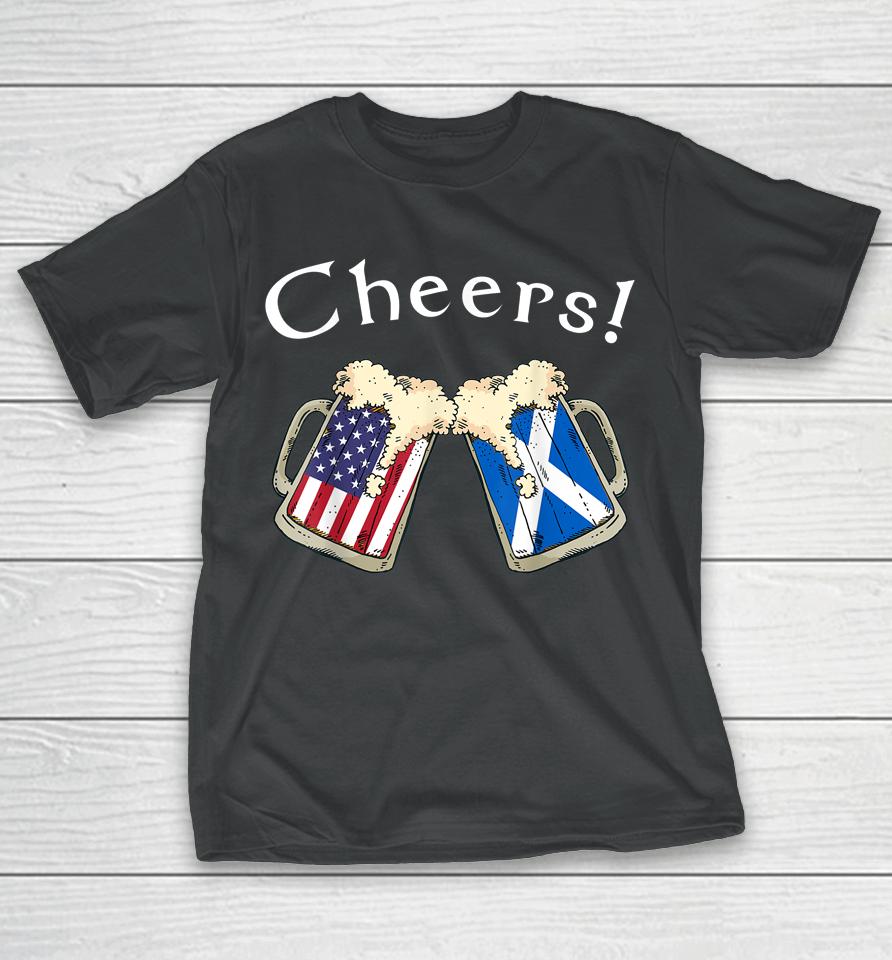 American Scottish Patriot Us Flag Beer Drinks Scotland Grown T-Shirt