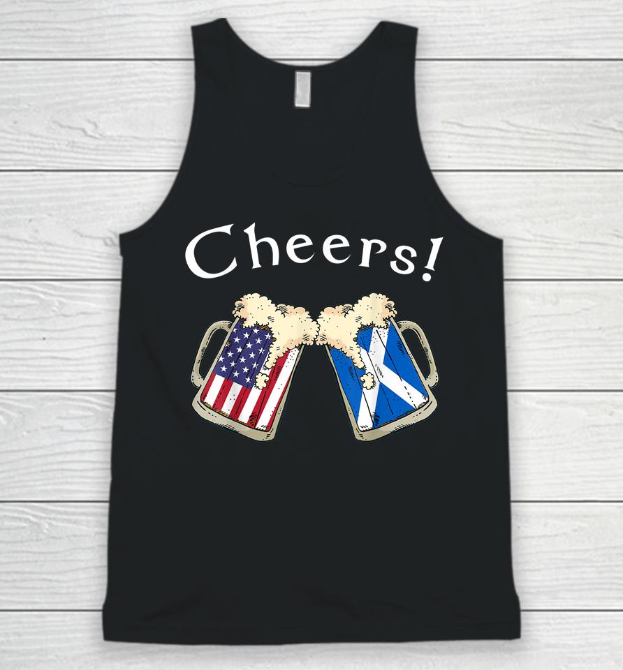 American Scottish Patriot Us Flag Beer Drinks Scotland Grown Unisex Tank Top
