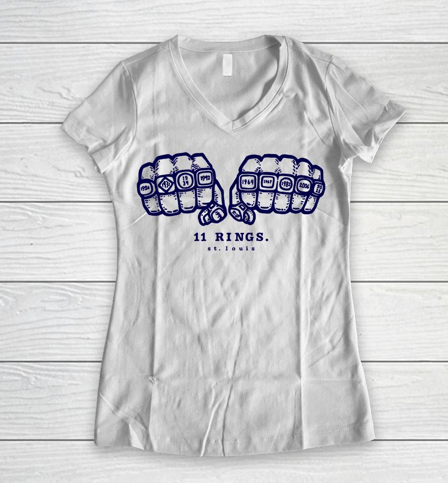 Americans For Democracy 11 Rings St Louis Women V-Neck T-Shirt