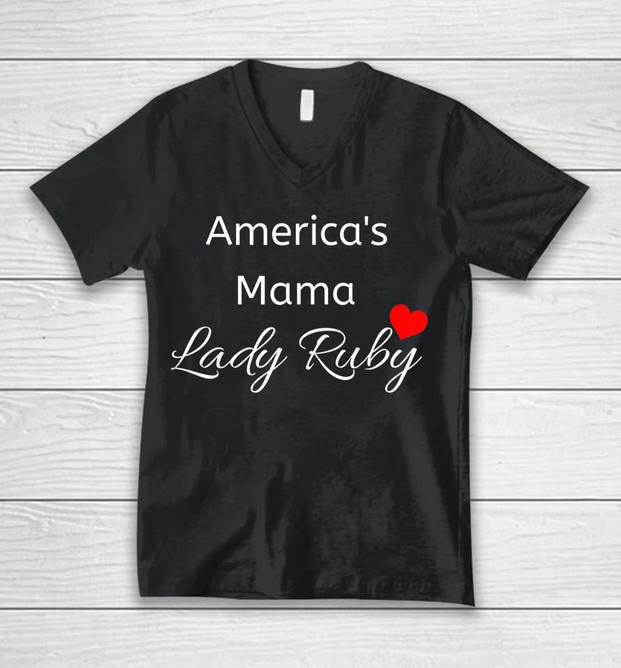 America's Mama Lady Ruby Unisex V-Neck T-Shirt