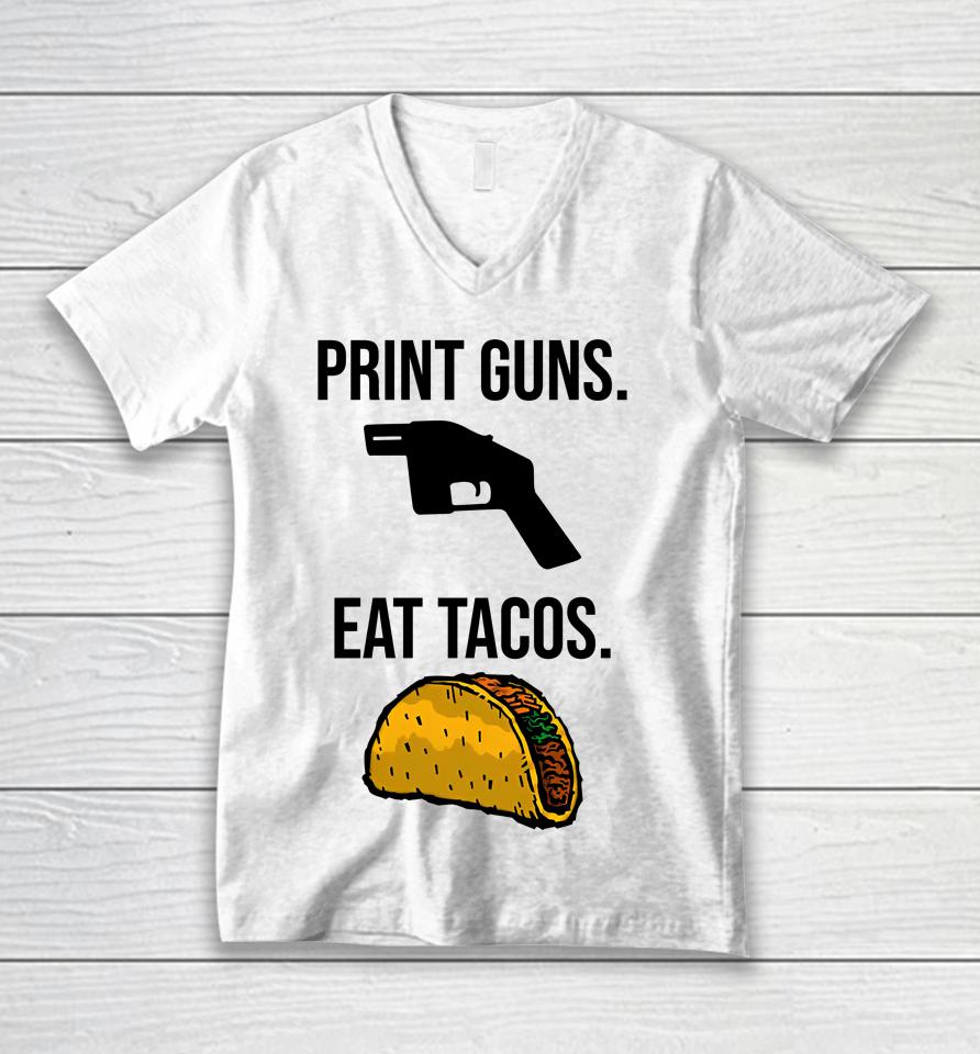 Among The Wildflowers Print Guns Eat Tacos Unisex V-Neck T-Shirt