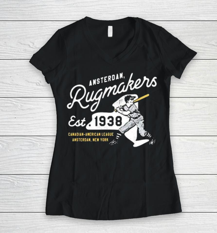 Amsterdam Rugmakers New York Vintage Defunct Baseball Teams Women V-Neck T-Shirt