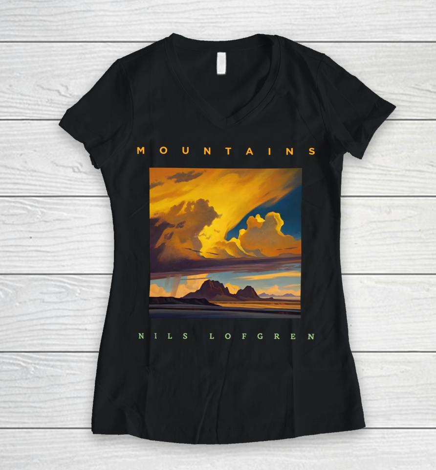 Amy Aiello Lofgren Nils Lofgren Mountains Women V-Neck T-Shirt