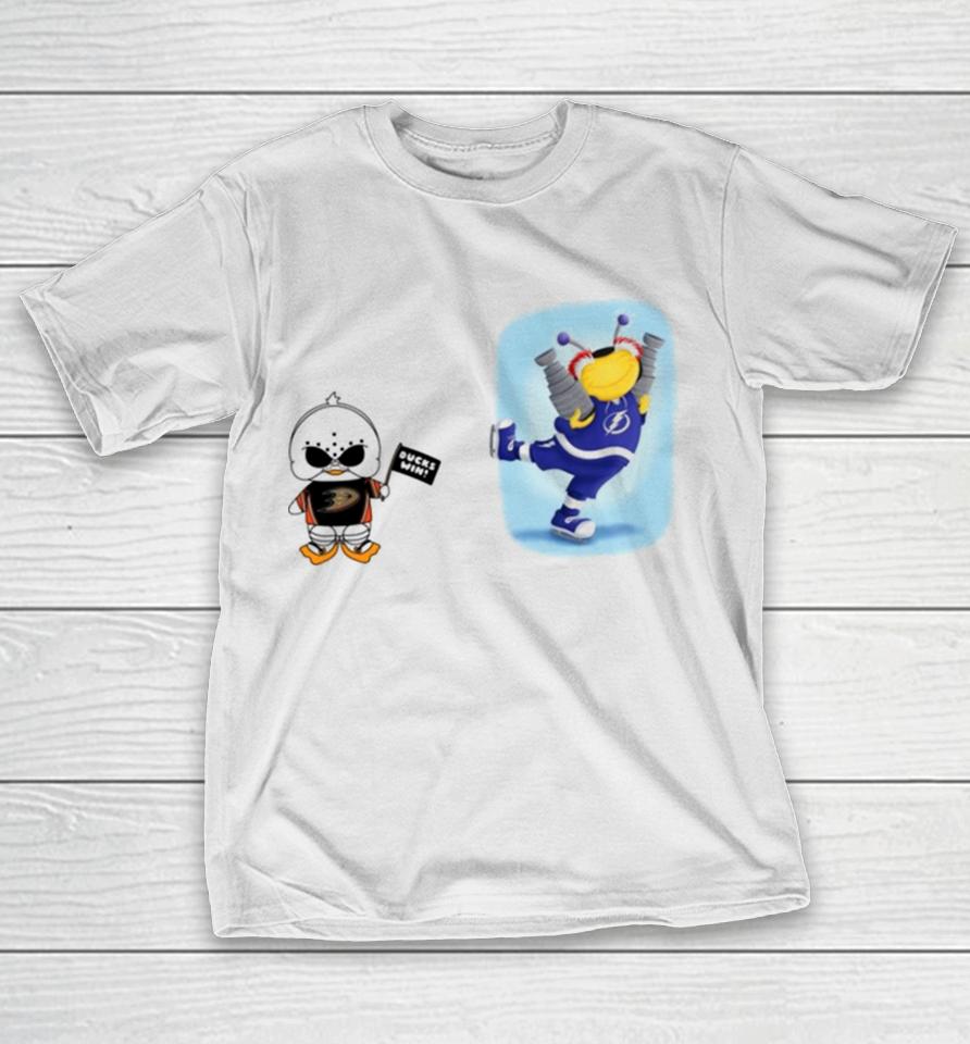 Anaheim Ducks Vs Tampa Bay Lightning Nhl 2024 Mascot Cartoon Hockey T-Shirt