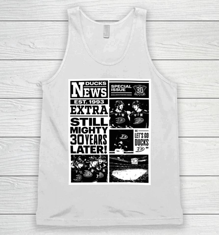 Anaheimteamstore Mighty Newspaper News Ducks Est 1993 Extra Still Mighty 30 Years Later Unisex Tank Top
