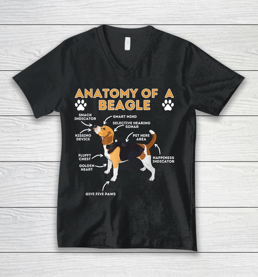 Anatomy Of A Beagle Unisex V-Neck T-Shirt