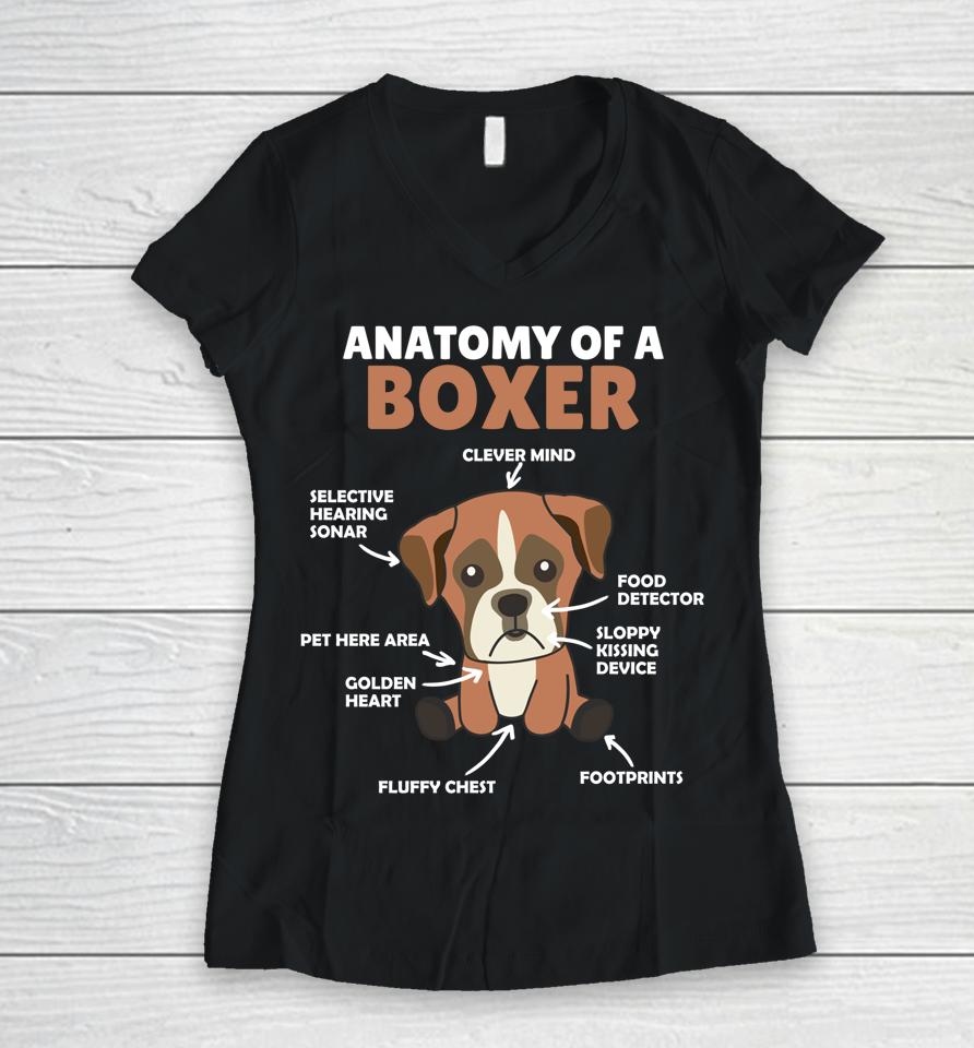 Anatomy Of A Boxer Women V-Neck T-Shirt