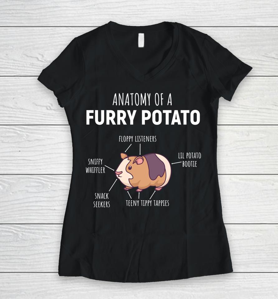 Anatomy Of A Furry Potato Guinea Pig Lover Gift Women V-Neck T-Shirt